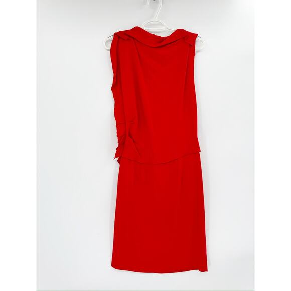 Reiss Robyn Red Sleeveless Ruffle Detail Knee Length Dress - Picture 4 of 7